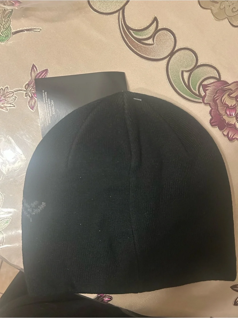 Arc'teryx Black Beanie with Gray Skeleton Graphic